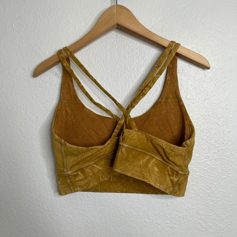 Lululemon Free To Be Serene Bra Long Line Crinkle Dye Yellow‎ Gold Size 14